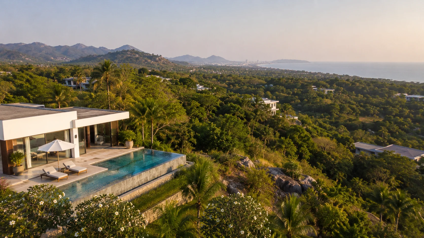 Modern villa with infinity pool on the heights of Hin Lek Fai, with panoramic mountain and sea views